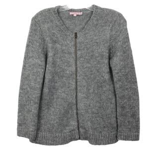 CALYPSO ST BARTH Cardigan M Grey Mohair Wool Fluffy Knit Zip Up Long Slv